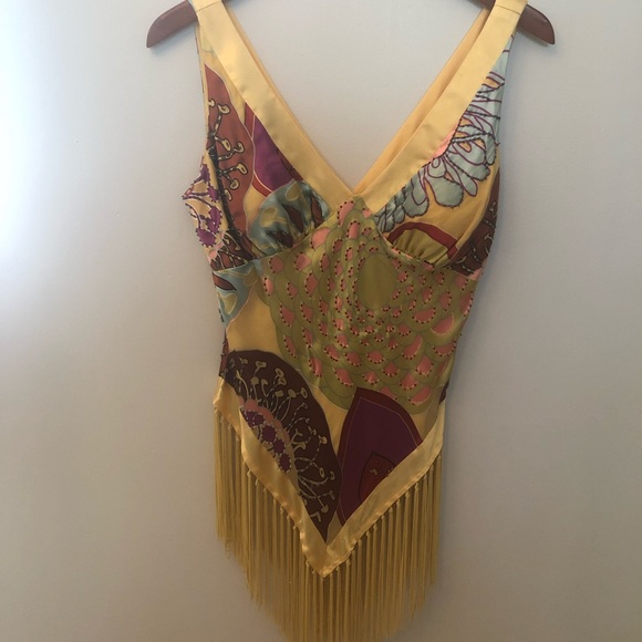 Cache Tops - Caché beaded multi color Silk Tassel Top